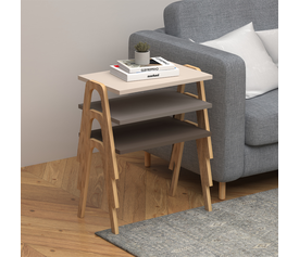 Τραπεζάκια βοηθητικά σετ 3 τμχ Como χρώμα καφέ - cappuccino - κρεμ 52x32x40εκ.