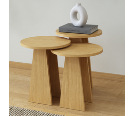 Τραπεζάκια βοηθητικά σετ 3 τμχ Como χρώμα oak