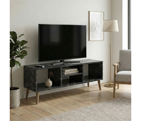 Έπιπλο τηλεόρασης Loren χρώμα μαύρο εφέ μαρμάρου 120x30x40εκ.