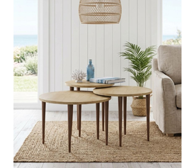 Τραπεζάκι σαλονιού σετ 3 τμχ Nola χρώμα sapphire oak Ø60x46εκ.