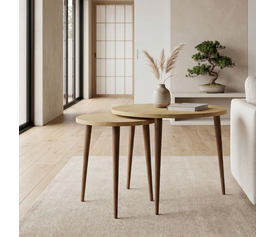 Τραπεζάκι σαλονιού σετ 2 τμχ Nola χρώμα sapphire oak Ø60x46εκ.