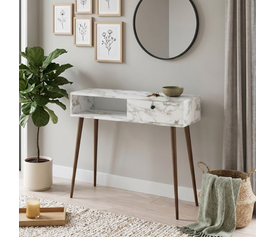 Κονσόλα Napoli χρώμα λευκό εφέ μαρμάρου 90x29x88εκ.