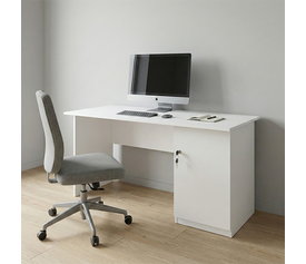 Γραφείο εργασίας με κλειδαριά Moto χρώμα λευκό 150x80x75εκ.