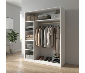 Ντουλάπα ρούχων ανοιχτή - Έπιπλο εισόδου Sandra χρώμα λευκό 120x40x150εκ.