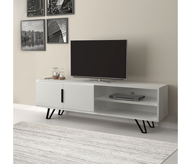 Έπιπλο τηλεόρασης Foot χρώμα λευκό 160x35x49εκ.