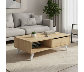 Τραπεζάκι σαλονιού Aster χρώμα φυσικό οξιάς 120x56x40εκ.