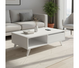 Τραπεζάκι σαλονιού Aster χρώμα λευκό 120x56x40εκ.