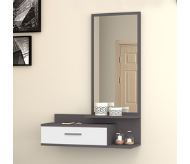 Έπιπλο εισόδου - τουαλέτα Joy με καθρέπτη χρώμα ανθρακί - λευκό 80x35x116εκ.