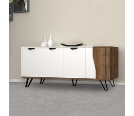 Μπουφές Jasmine χρώμα λευκό - καρυδί 160x45x78εκ.