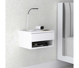 Κομοδίνο επιτοίχιο Mary χρώμα λευκό 40x30x23εκ.