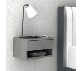 Κομοδίνο επιτοίχιο Mary χρώμα γκρι σκυροδέματος 40x30x23εκ.