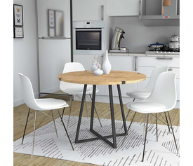 Τραπέζι Rubes χρώμα φυσικό οξιάς - ανθρακί 100x100x78εκ.