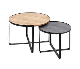 Σετ τραπεζάκια σαλονιού Davis 2τμχ. χρώμα φυσικό οξιάς/γκρι σκυροδέματος 70x69x46εκ.