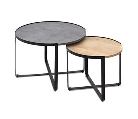 Σετ τραπεζάκια σαλονιού Davis 2τμχ. χρώμα γκρι σκυροδέματος/φυσικό οξιάς 70x69x46εκ.