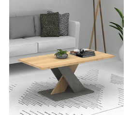 Τραπεζάκι σαλονιού Marcello χρώμα φυσικό οξιάς - γκρι σκυροδέματος 110x55x47εκ.