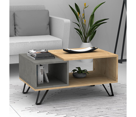 Τραπεζάκι σαλονιού Don χρώμα φυσικό οξιάς - γκρι σκυροδέματος 90x55x44εκ.