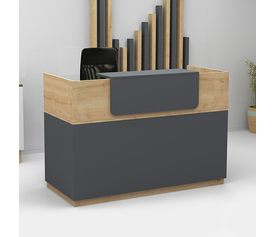 Γραφείο υποδοχής - reception Lemmon χρώμα φυσικό οξιάς - ανθρακί 160x70x110εκ.