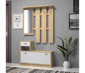 Έπιπλο εισόδου Raynold χρώμα φυσικό οξιάς - λευκό 100x30x180εκ.