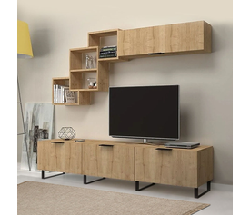 Σύνθεση τηλεόρασης Heydar χρώμα φυσικό οξιάς 210x35x50εκ.