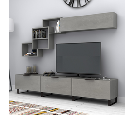 Σύνθεση τηλεόρασης Heydar χρώμα γκρι σκυροδέματος 210x35x40εκ.