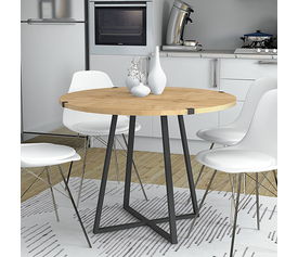 Τραπέζι Rubes χρώμα φυσικό οξιάς - ανθρακί 120x120x78εκ.