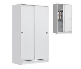 Ντουλάπα ρούχων Misra δίφυλλη συρόμενη χρώμα λευκό 94x52x182εκ.