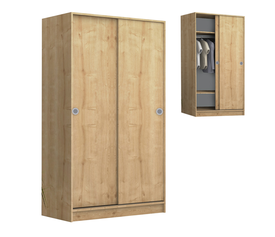 Ντουλάπα ρούχων Misra δίφυλλη συρόμενη χρώμα φυσικό οξιάς 94x52x182εκ.