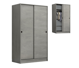 Ντουλάπα ρούχων Misra δίφυλλη συρόμενη χρώμα γκρι σκυροδέματος 94x52x182εκ.