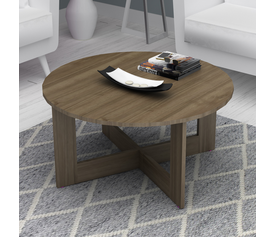 Τραπεζάκι σαλονιού Kati χρώμα καρυδί Ø80x42εκ.