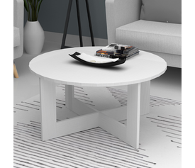 Τραπεζάκι σαλονιού Kati χρώμα λευκό Ø80x42εκ.