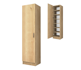 Ντουλάπα ρούχων - παπουτσοθήκη Petro μονόφυλλη χρώμα φυσικό οξιάς 45x38x180εκ.