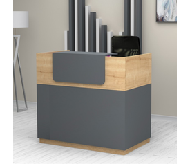 Γραφείο υποδοχής - reception Lemmon χρώμα φυσικό οξιάς - ανθρακί 120x70x110εκ.