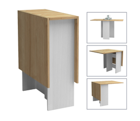 Τραπέζι Pepe επεκτεινόμενο χρώμα λευκό - φυσικό οξιάς 28(56+56)x77x75εκ.