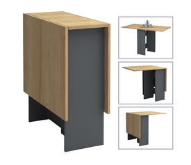 Τραπέζι Pepe επεκτεινόμενο χρώμα ανθρακί - φυσικό οξιάς 28(56+56)x77x75εκ.