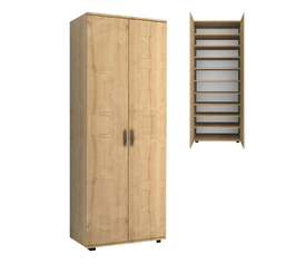 Ντουλάπα ρούχων - παπουτσοθήκη Eric δίφυλλη χρώμα φυσικό οξιάς 76x36x187εκ.