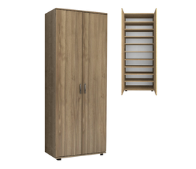 Ντουλάπα ρούχων - παπουτσοθήκη Eric δίφυλλη χρώμα καρυδί 76x36x187εκ.
