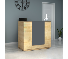 Γραφείο υποδοχής - reception Gemini χρώμα φυσικό οξιάς - ανθρακί 120x70x110εκ.