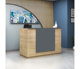 Γραφείο υποδοχής - reception Gemini χρώμα φυσικό οξιάς - ανθρακί 180x70x110εκ.