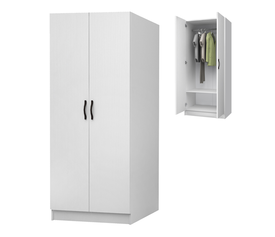 Ντουλάπα ρούχων Vivian δίφυλλη χρώμα λευκό 80x51,8x181εκ.