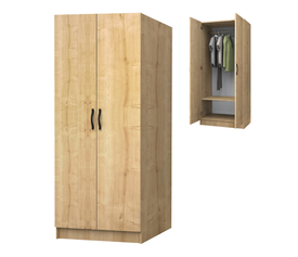 Ντουλάπα ρούχων Vivian δίφυλλη χρώμα φυσικό οξιάς 80x51,8x181εκ.