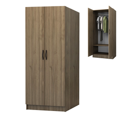 Ντουλάπα ρούχων Vivian δίφυλλη χρώμα καρυδί 80x51,8x181εκ.