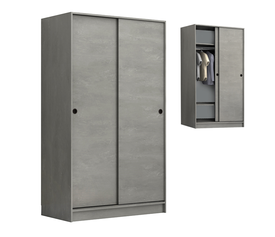 Ντουλάπα ρούχων Regio δίφυλλη συρόμενη χρώμα γκρι σκυροδέματος 100x60x181εκ.