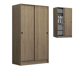 Ντουλάπα ρούχων Regio δίφυλλη συρόμενη χρώμα καρυδί 100x60x181εκ.