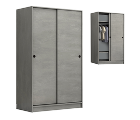 Ντουλάπα ρούχων Regio δίφυλλη συρόμενη χρώμα γκρι σκυροδέματος 120x60x200εκ.