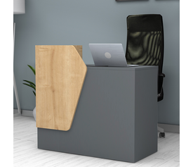 Γραφείο υποδοχής - reception Merlin χρώμα ανθρακί - φυσικό οξιάς 110x50x101,8εκ.