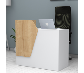 Γραφείο υποδοχής - reception Merlin χρώμα λευκό - φυσικό οξιάς 110x50x101,8εκ.