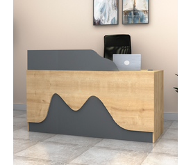 Γραφείο υποδοχής - reception Lione χρώμα φυσικό οξιάς - ανθρακί 160x60x100εκ.