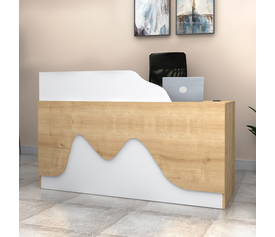 Γραφείο υποδοχής - reception Lione χρώμα φυσικό οξιάς - λευκό 160x60x100εκ.