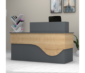 Γραφείο υποδοχής - reception Dustin χρώμα ανθρακί - φυσικό οξιάς 160x60x101,8εκ.