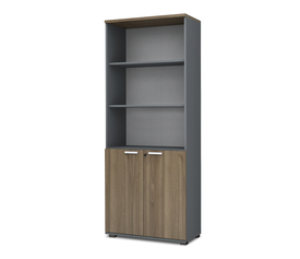 Βιβλιοθήκη γραφείου με κλειδαριά επαγγελματική Venturo χρώμα ανθρακί - καρυδί 80x40x200εκ.